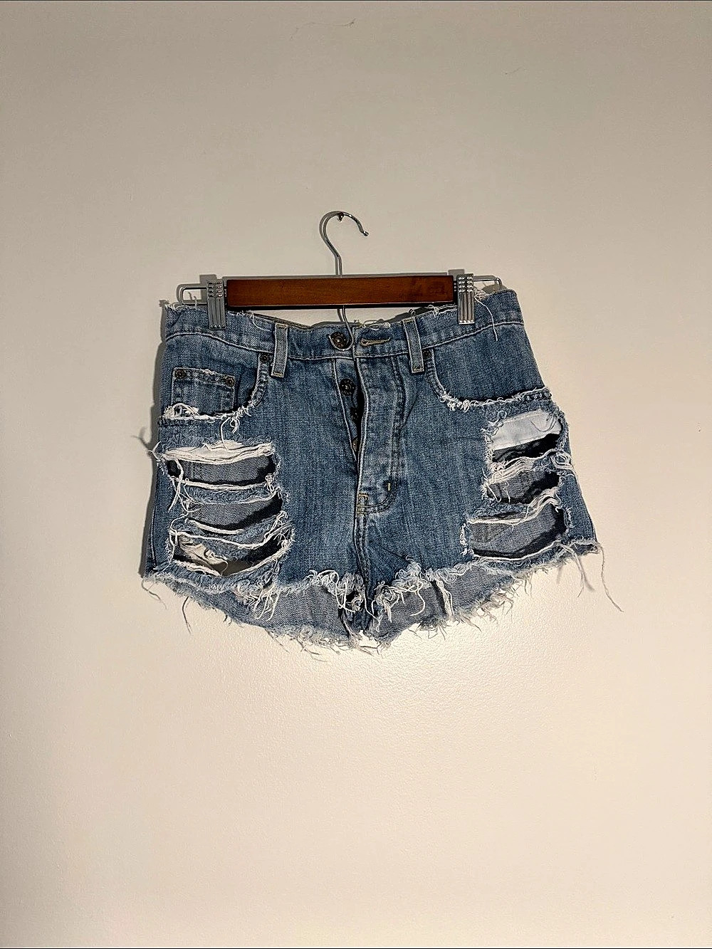 CARMAR Denim Distressed Denim Jean Shorts Waist 25